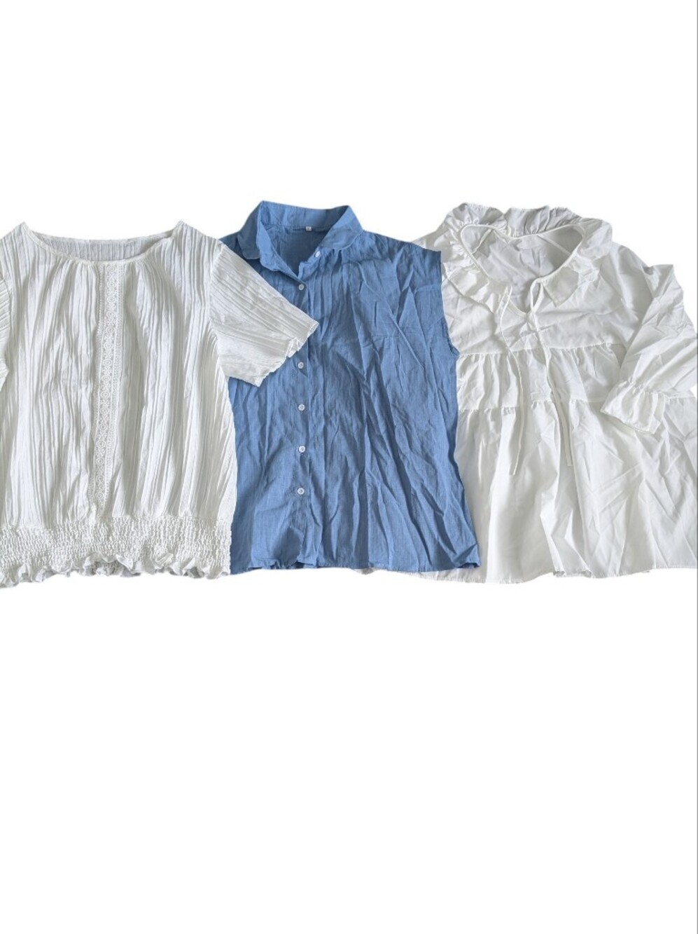 Bundle Of 3 Neutral Blouses - Blue & White
